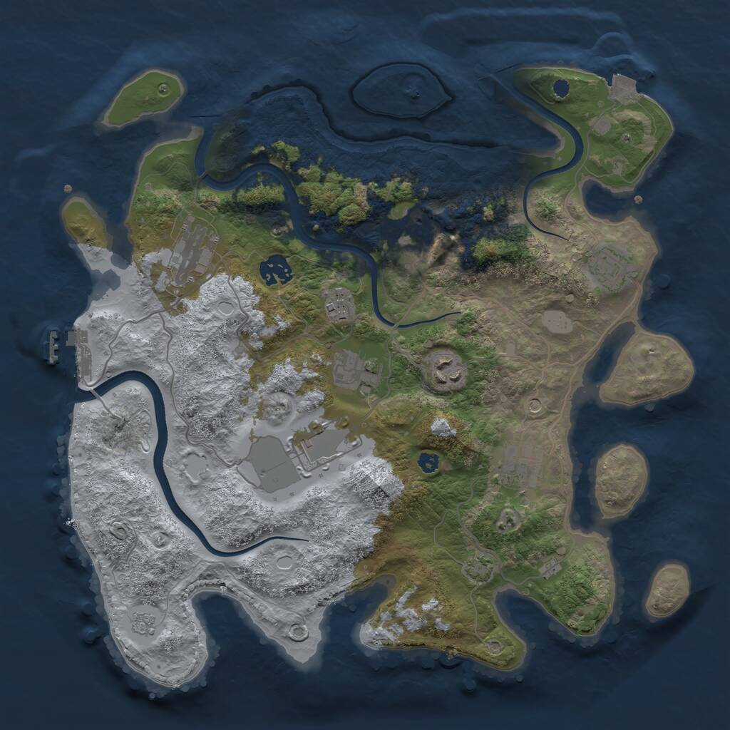 Rust Map: Procedural Map, Size: 3500, Seed: 78018, 14 Monuments