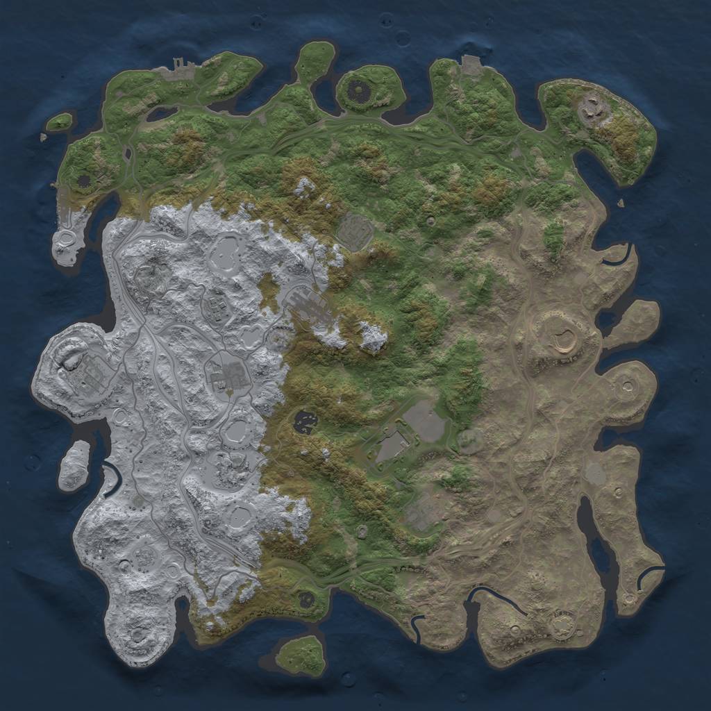 Rust Map: Procedural Map, Size: 4500, Seed: 1465042706, 19 Monuments