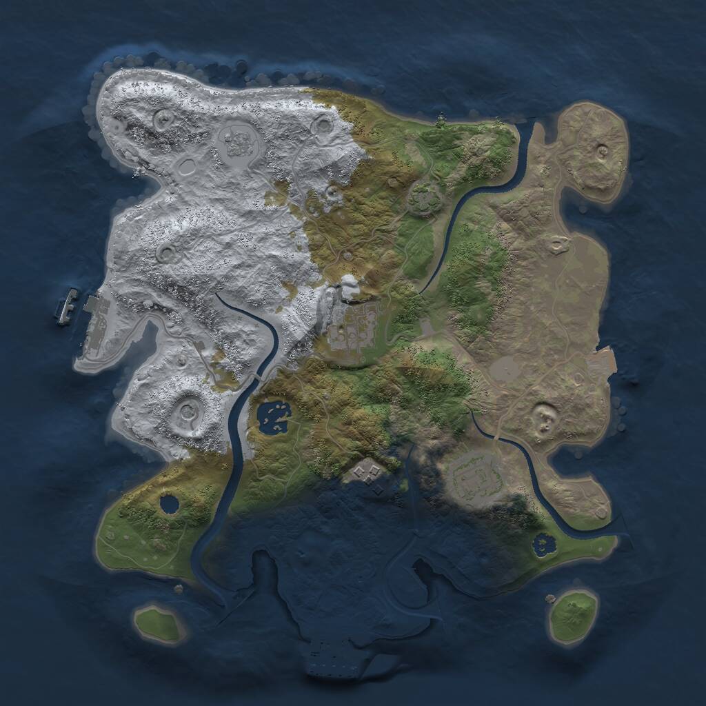 Rust Map: Procedural Map, Size: 3000, Seed: 1044893726, 10 Monuments