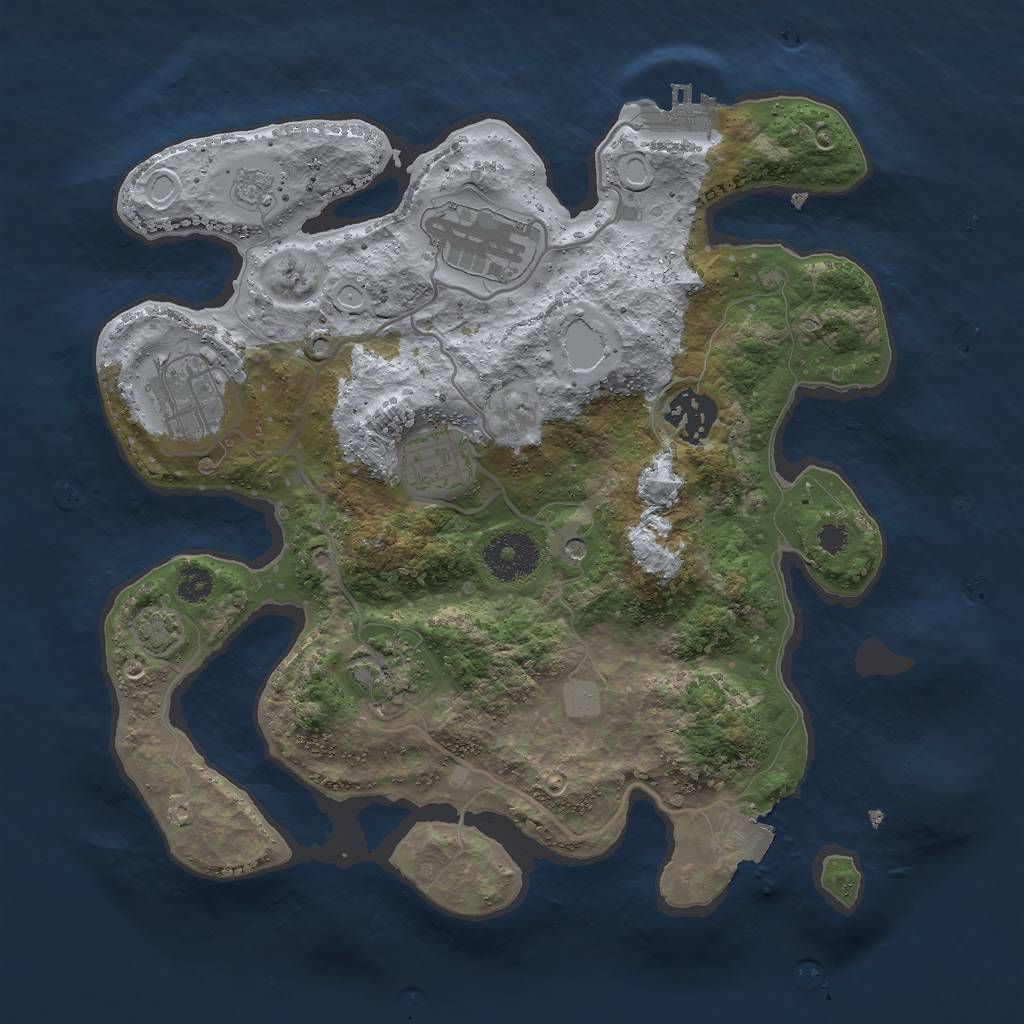 Rust Map: Procedural Map, Size: 3000, Seed: 1894144115, 12 Monuments