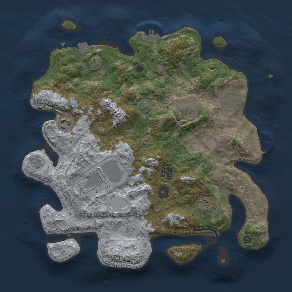 Rust Map: Procedural Map, Size: 3500, Seed: 85544241, 15 Monuments