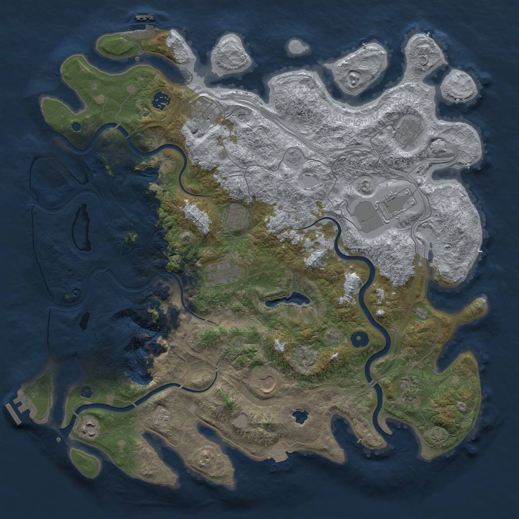 Rust Map: Procedural Map, Size: 4500, Seed: 704568159, 16 Monuments