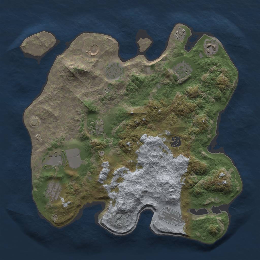 Rust Map: Barren, Size: 3500, Seed: 1189306020, 14 Monuments