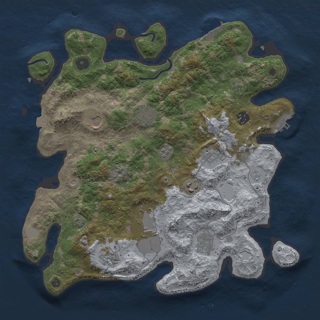 Rust Map: Procedural Map, Size: 3700, Seed: 67928281, 17 Monuments