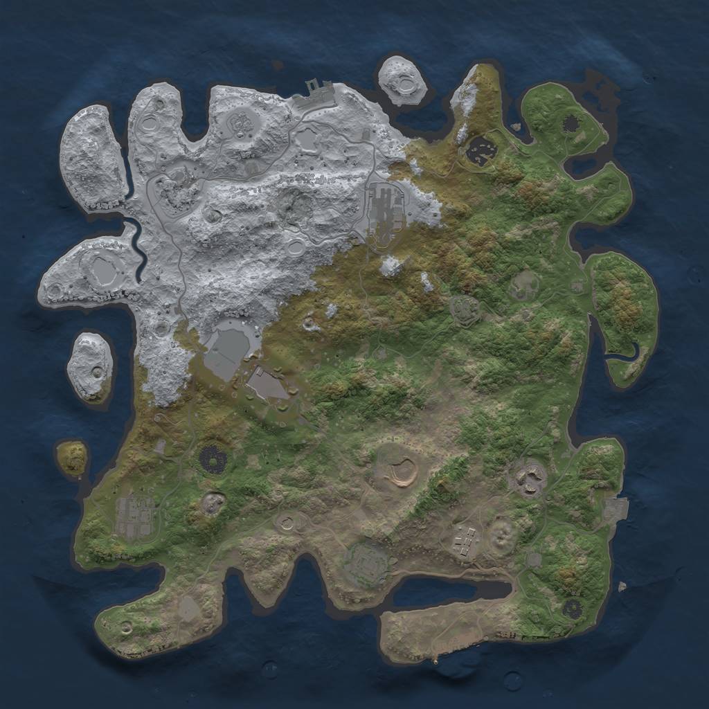 Rust Map: Procedural Map, Size: 3750, Seed: 544942197, 17 Monuments