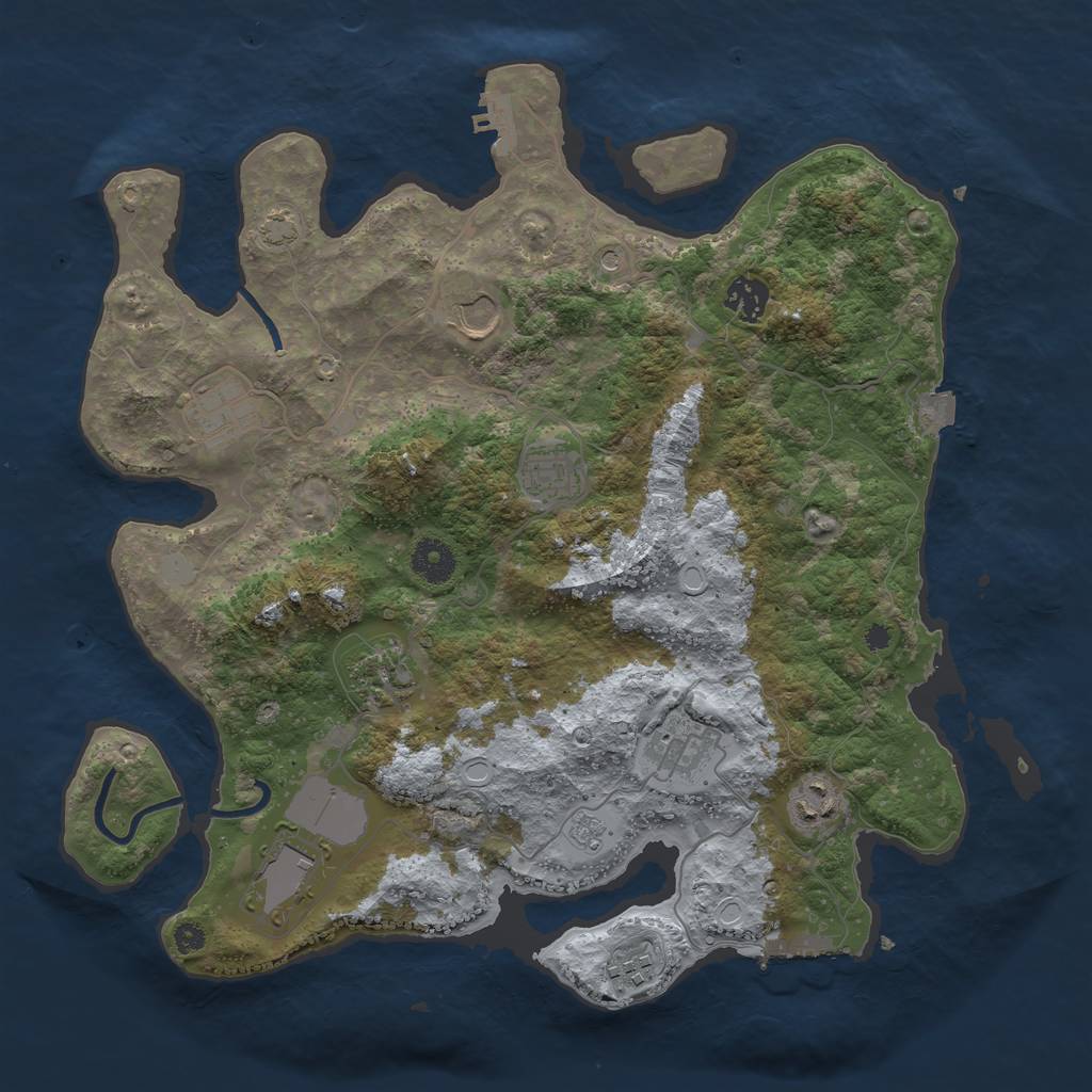 Rust Map: Procedural Map, Size: 3700, Seed: 29828526, 17 Monuments