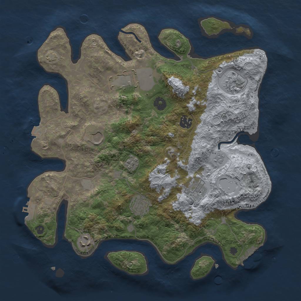 Rust Map: Procedural Map, Size: 3500, Seed: 11135317, 15 Monuments