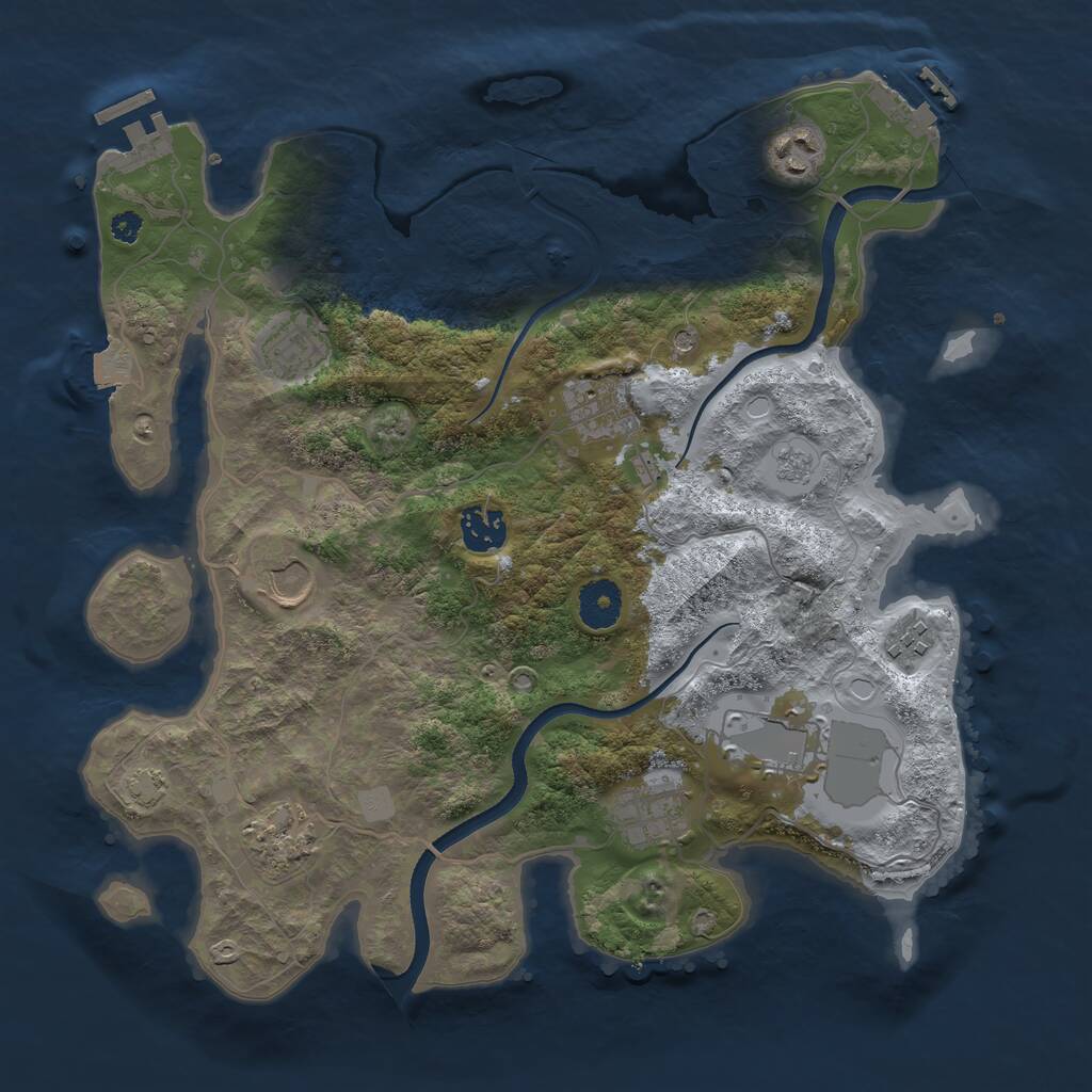 Rust Map: Procedural Map, Size: 3500, Seed: 2374758, 15 Monuments