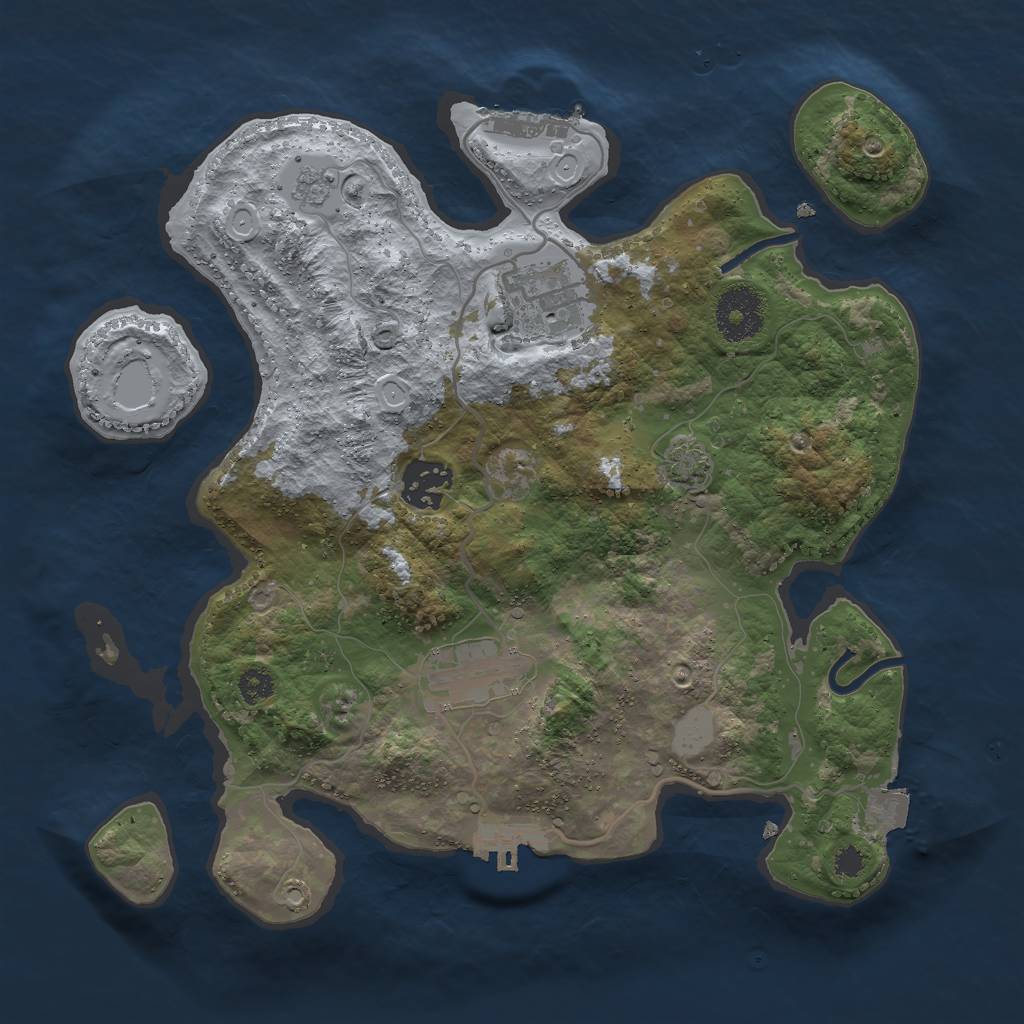 Rust Map: Procedural Map, Size: 3000, Seed: 27256, 10 Monuments