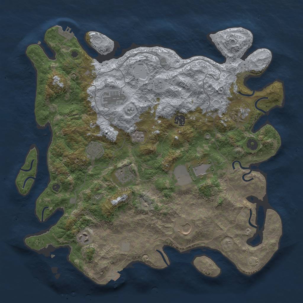 Rust Map: Procedural Map, Size: 4000, Seed: 204852536, 16 Monuments