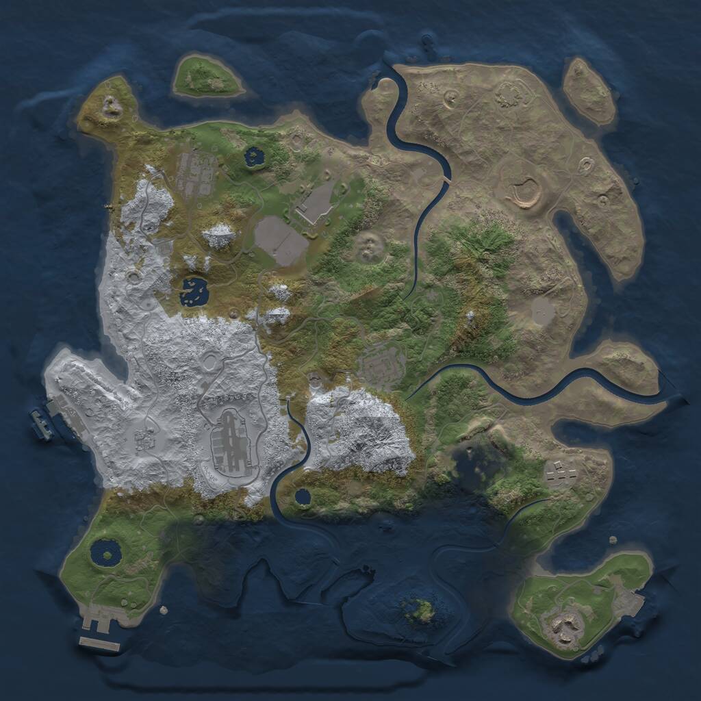 Rust Map: Procedural Map, Size: 3500, Seed: 1958327487, 15 Monuments