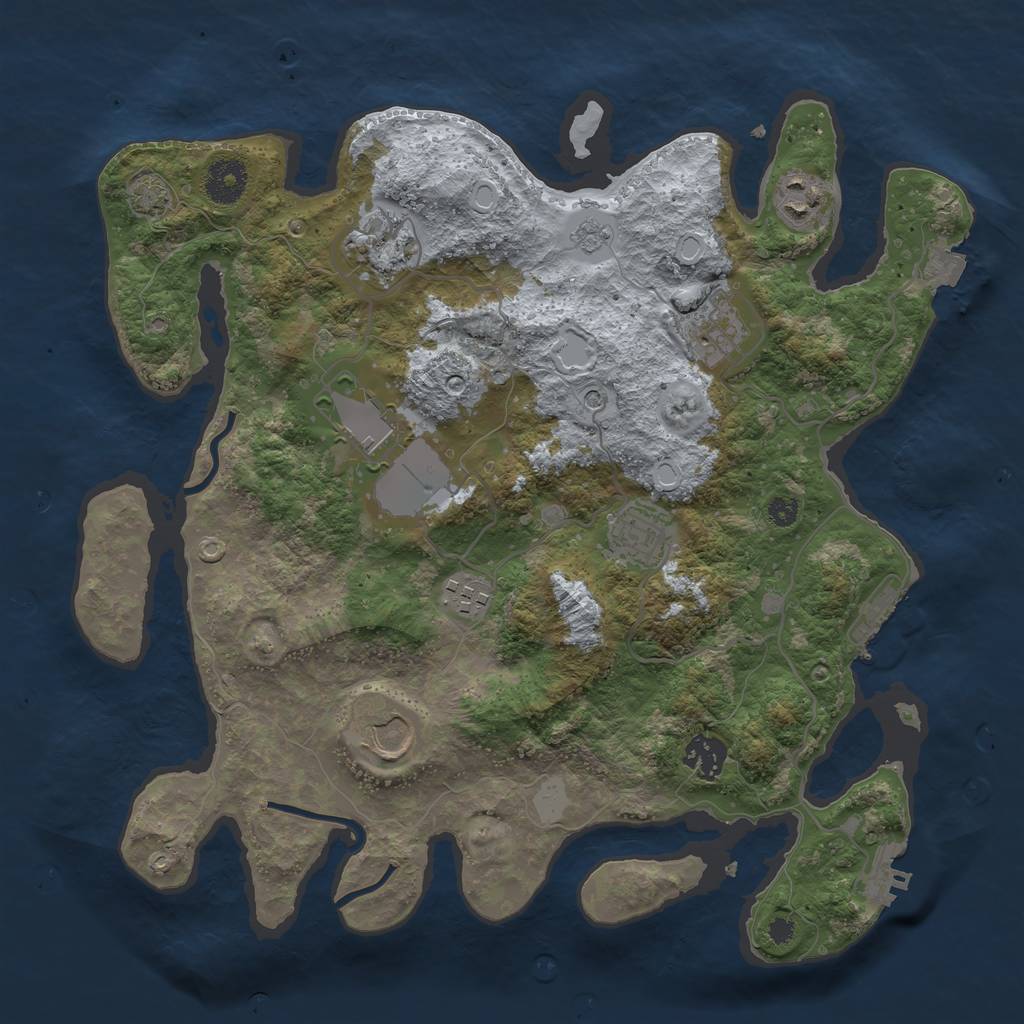 Rust Map: Procedural Map, Size: 3500, Seed: 899550122, 16 Monuments