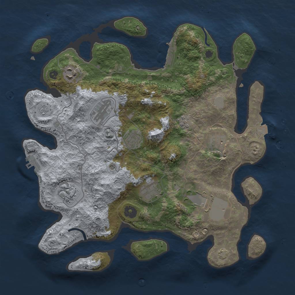 Rust Map: Procedural Map, Size: 3500, Seed: 963476676, 16 Monuments