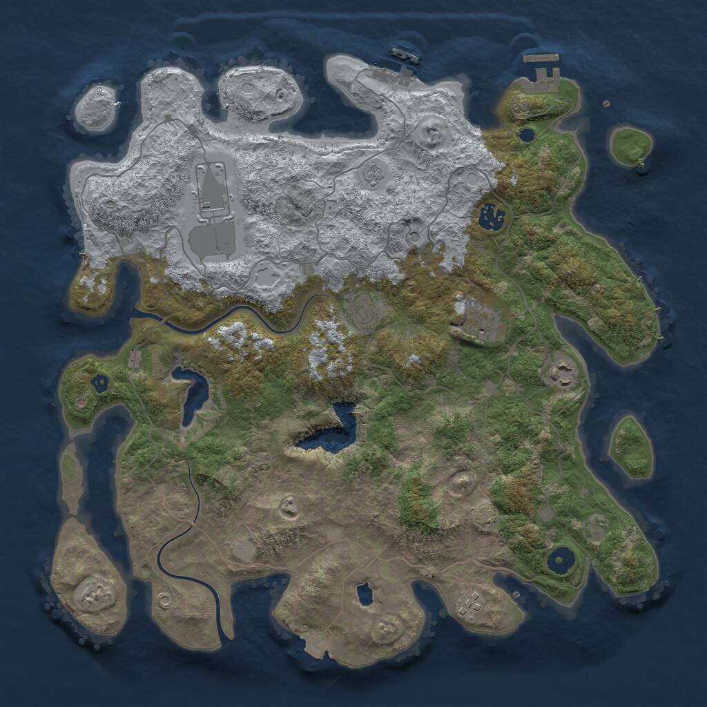 Rust Map: Procedural Map, Size: 4000, Seed: 638919222, 12 Monuments