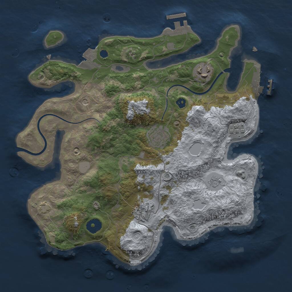 Rust Map: Procedural Map, Size: 3000, Seed: 21070, 10 Monuments