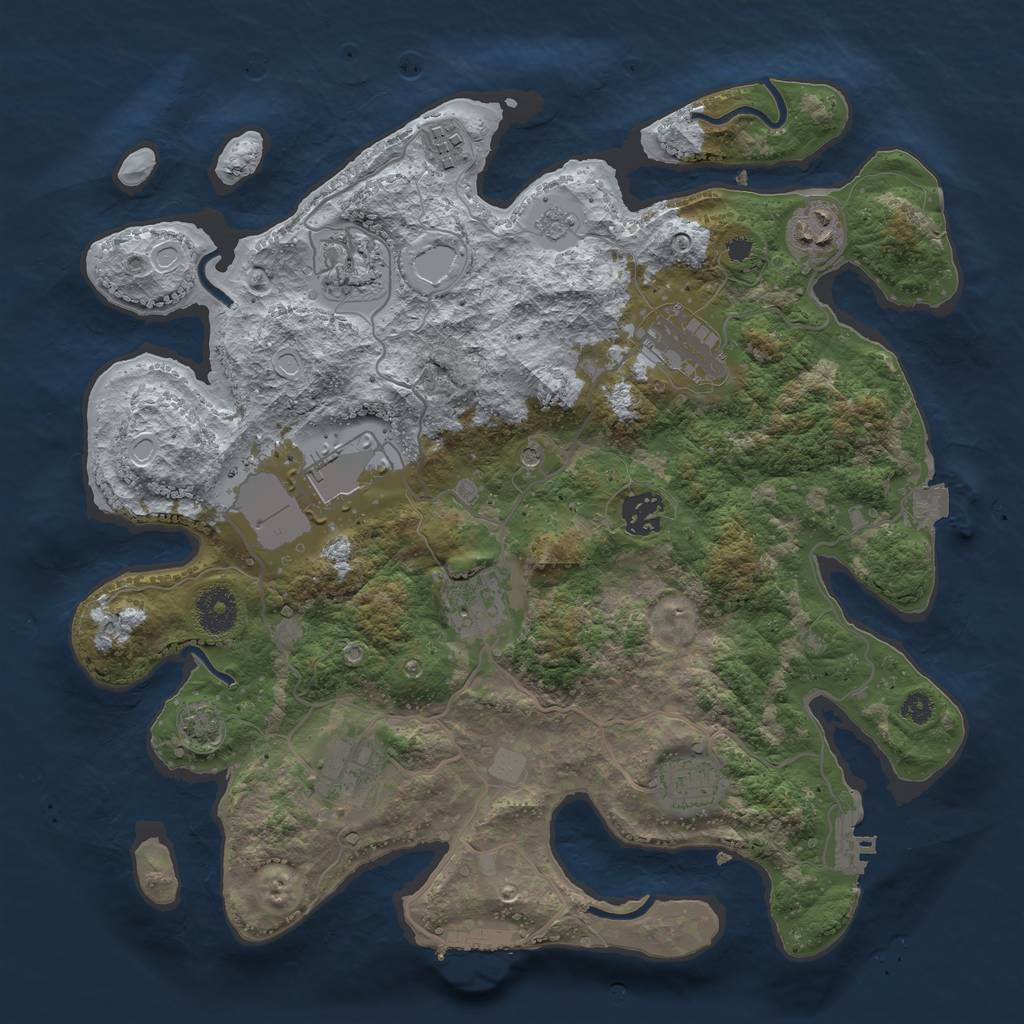 Rust Map: Procedural Map, Size: 3500, Seed: 778554807, 17 Monuments