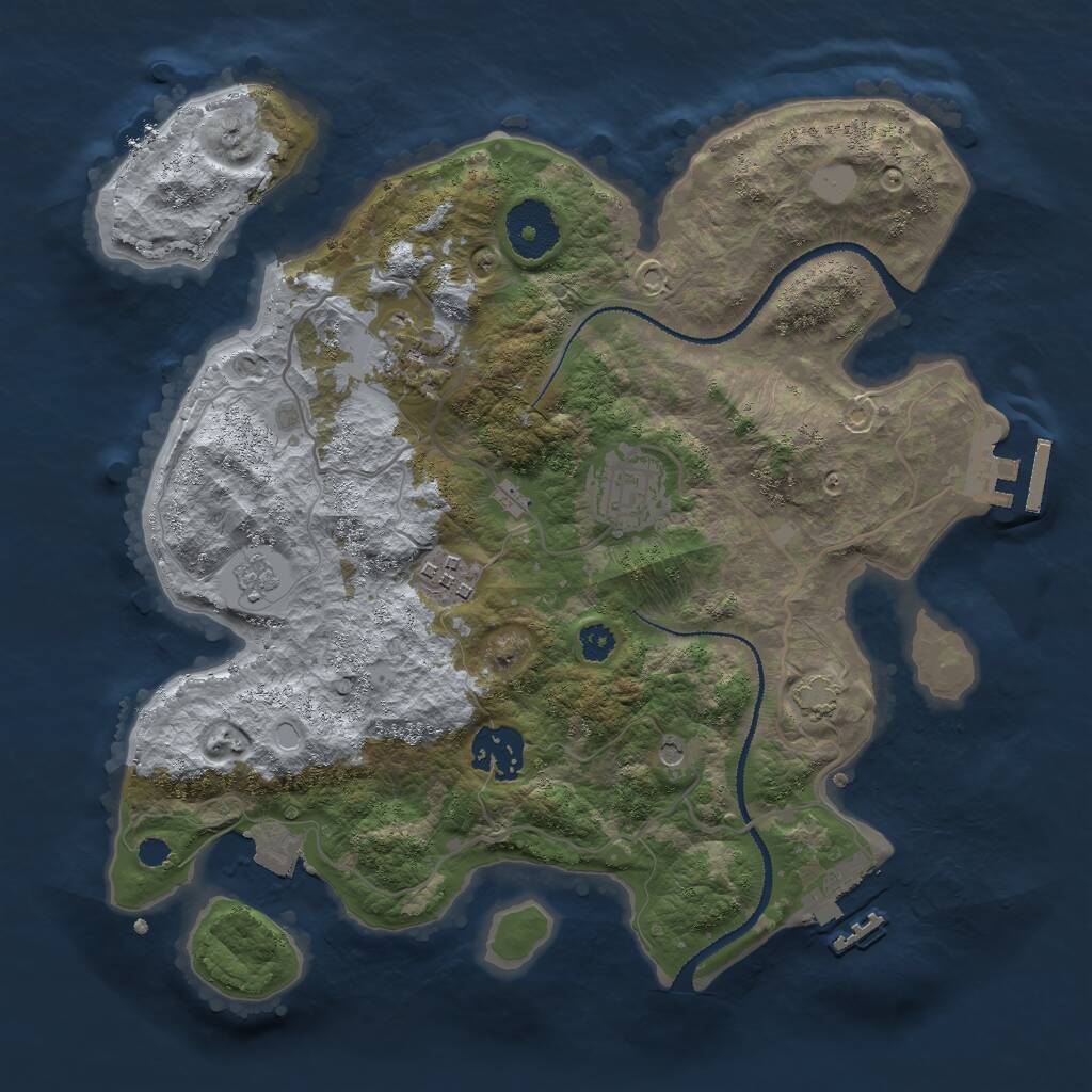 Rust Map: Procedural Map, Size: 3000, Seed: 2047, 10 Monuments