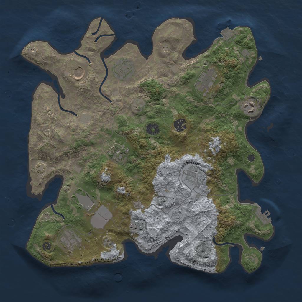 Rust Map: Procedural Map, Size: 3500, Seed: 51128, 17 Monuments