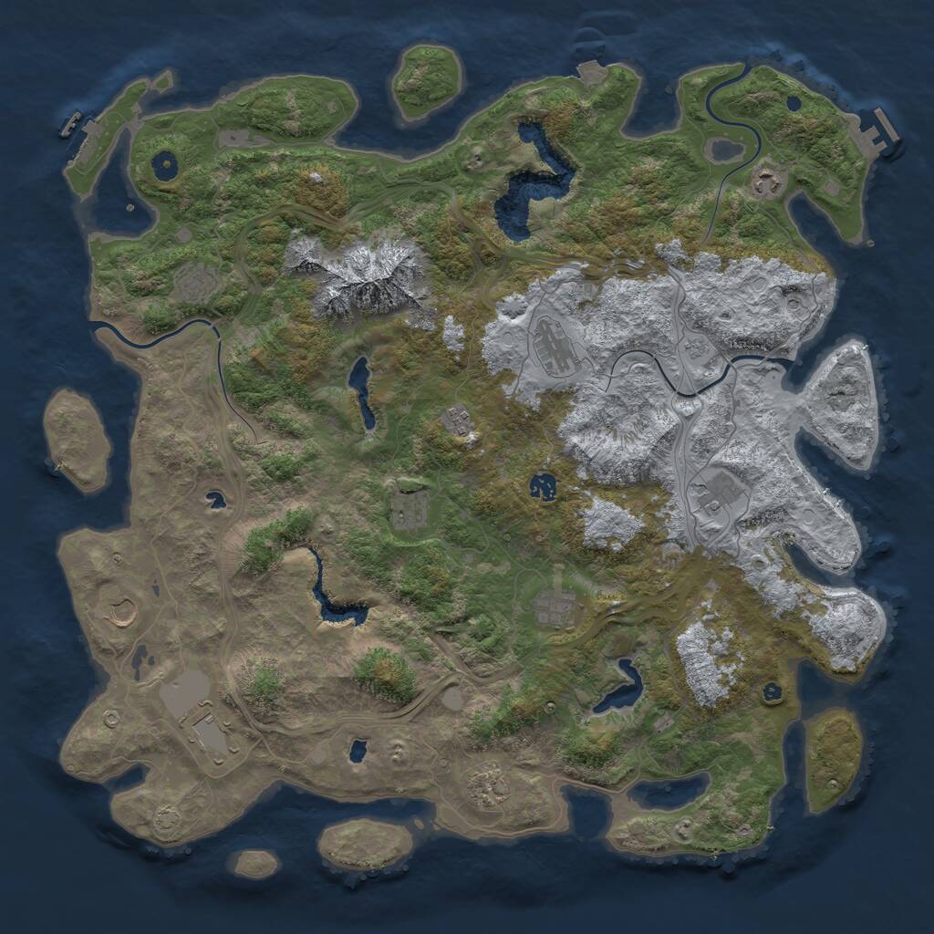 Rust Map: Procedural Map, Size: 5000, Seed: 1155976438, 17 Monuments