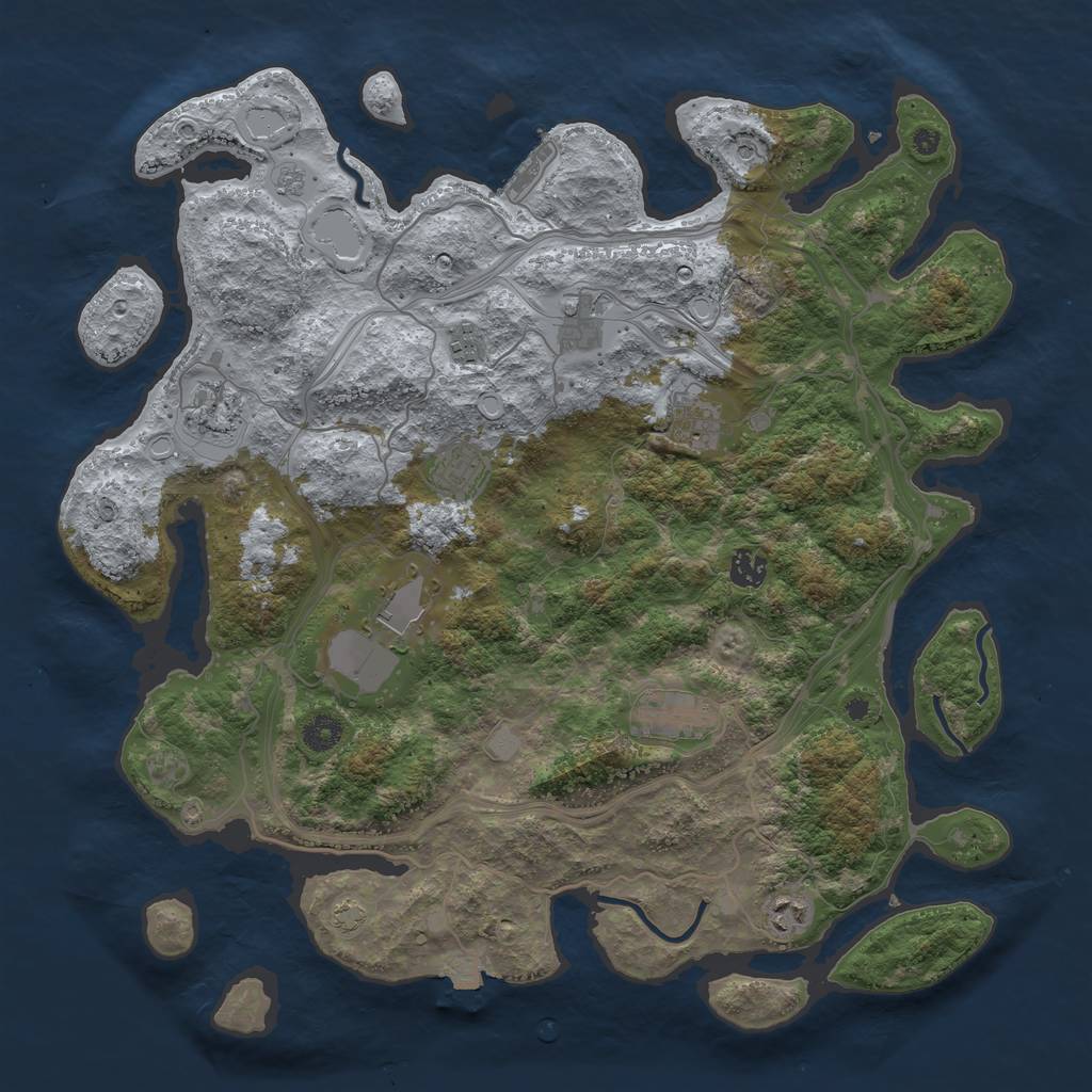 Rust Map: Procedural Map, Size: 4250, Seed: 830996574, 16 Monuments