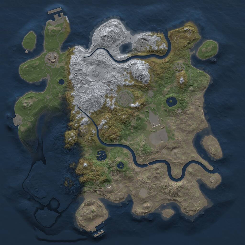 Rust Map: Procedural Map, Size: 3500, Seed: 1313933031, 11 Monuments
