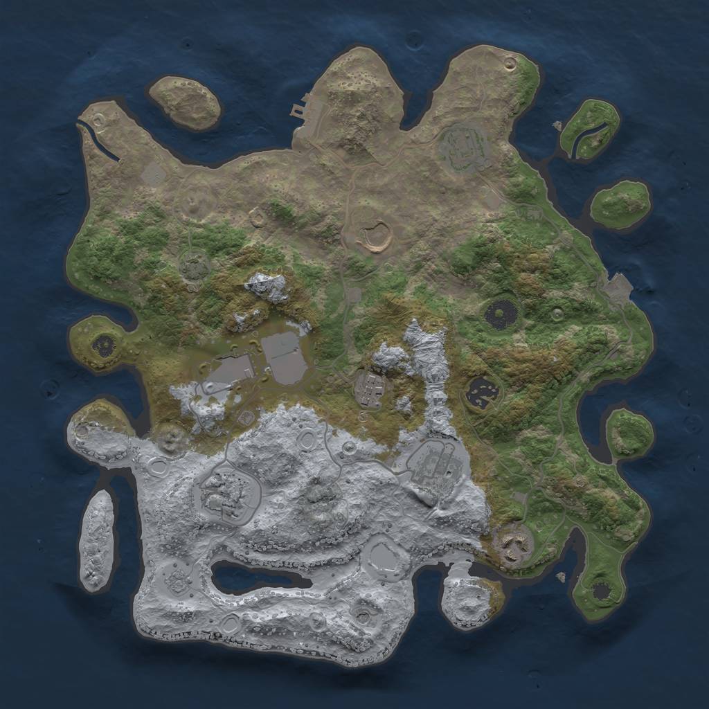 Rust Map: Procedural Map, Size: 3500, Seed: 22448934, 15 Monuments
