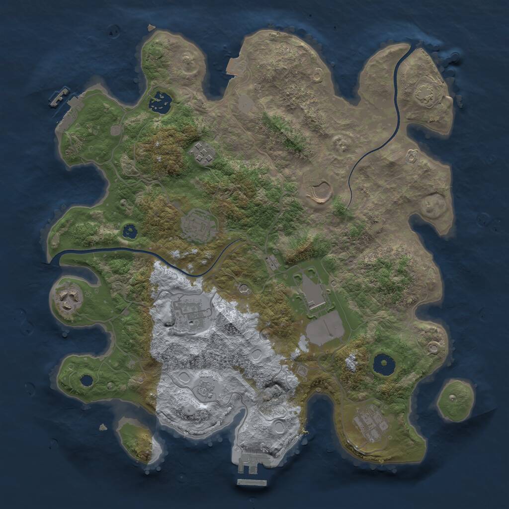 Rust Map: Procedural Map, Size: 3500, Seed: 1824927050, 14 Monuments
