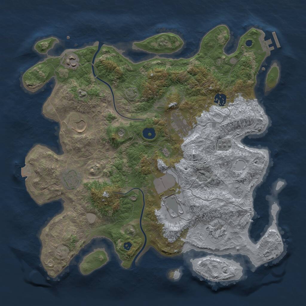 Rust Map: Procedural Map, Size: 3700, Seed: 970491893, 13 Monuments