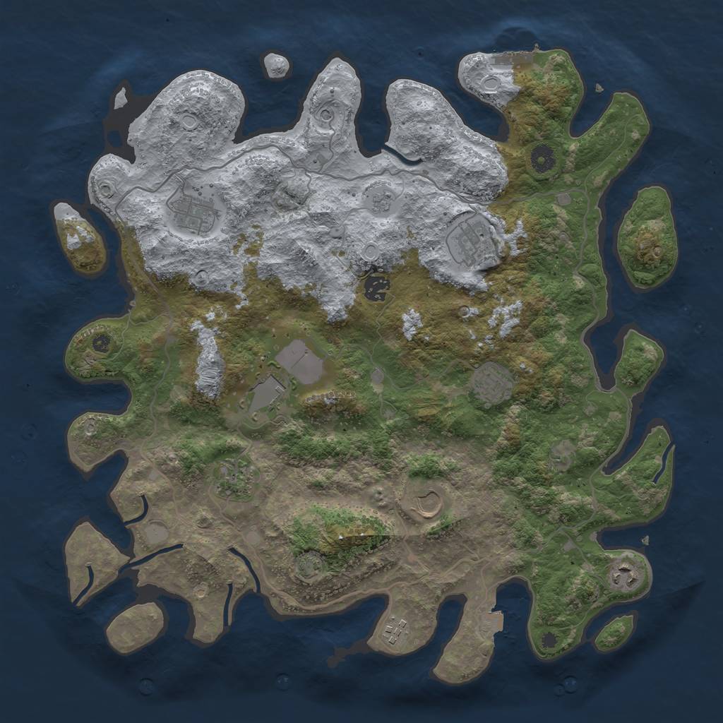 Rust Map: Procedural Map, Size: 4100, Seed: 72527, 16 Monuments