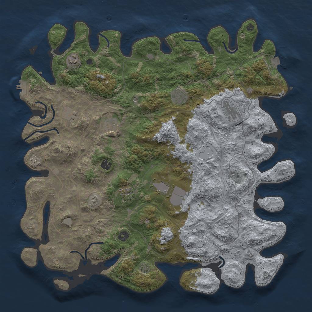 Rust Map: Procedural Map, Size: 4500, Seed: 151782374, 16 Monuments