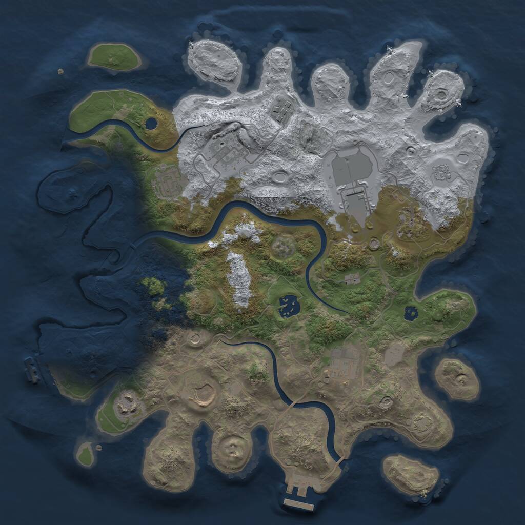 Rust Map: Procedural Map, Size: 3500, Seed: 683537, 15 Monuments