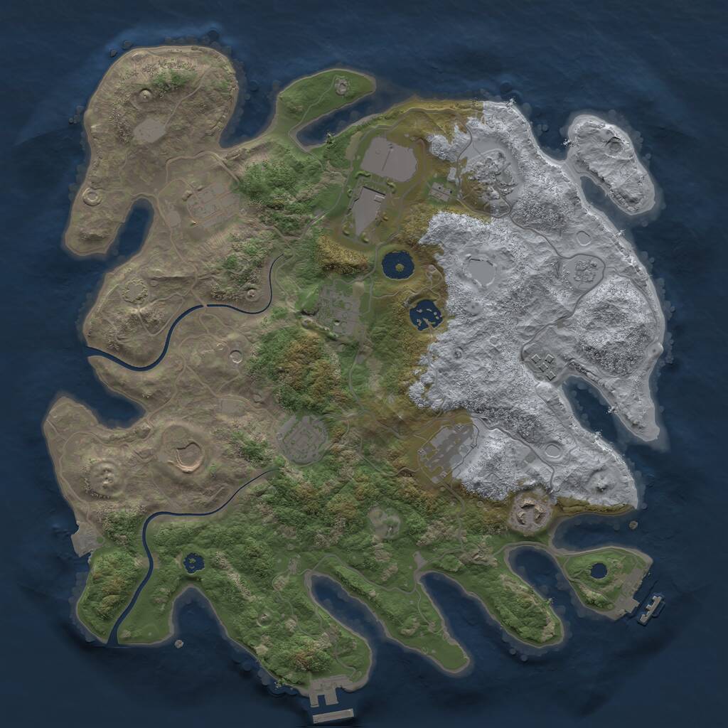 Rust Map: Procedural Map, Size: 3600, Seed: 2532163, 16 Monuments