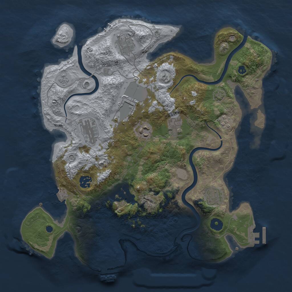 Rust Map: Procedural Map, Size: 3500, Seed: 1064850141, 15 Monuments