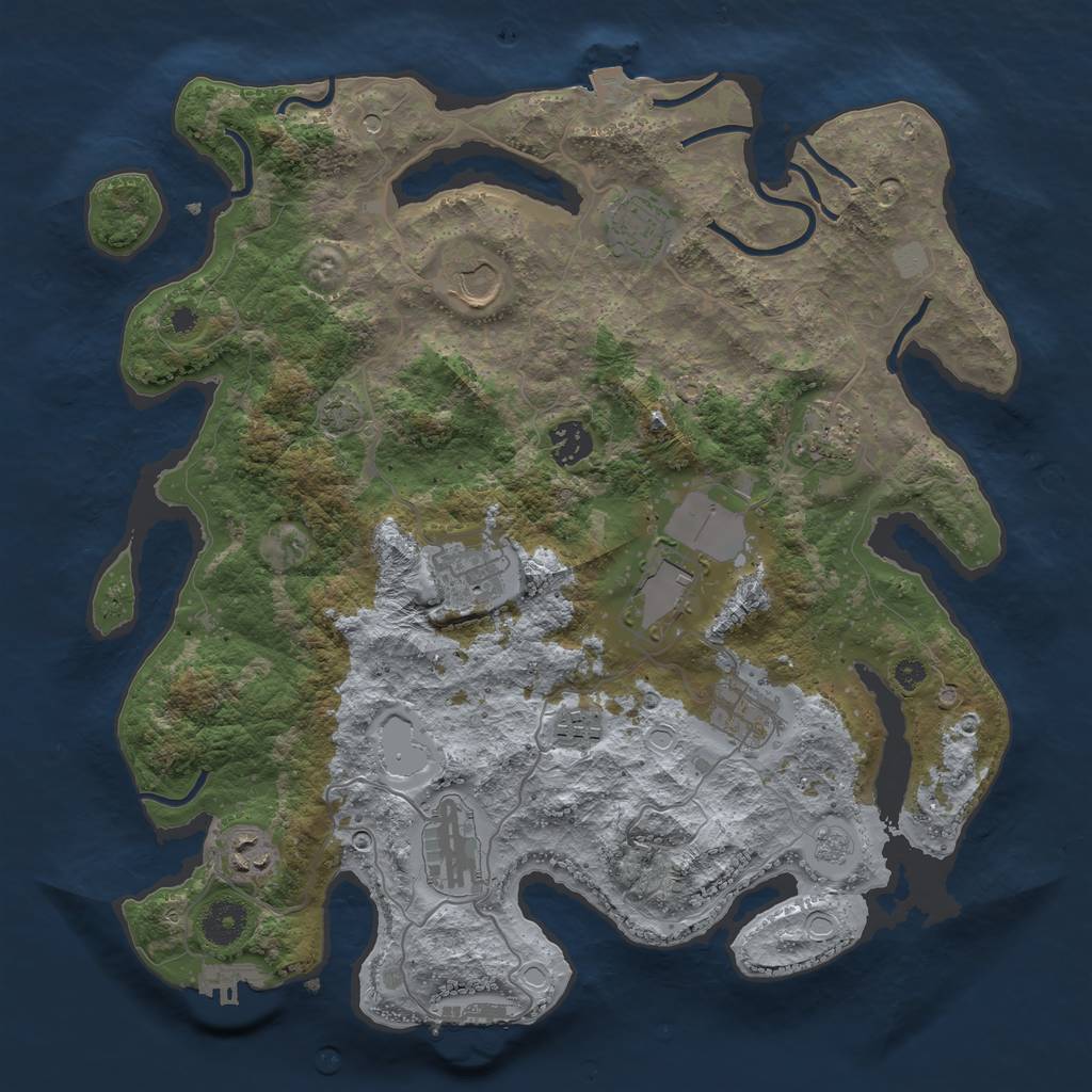 Rust Map: Procedural Map, Size: 3700, Seed: 2120250098, 18 Monuments