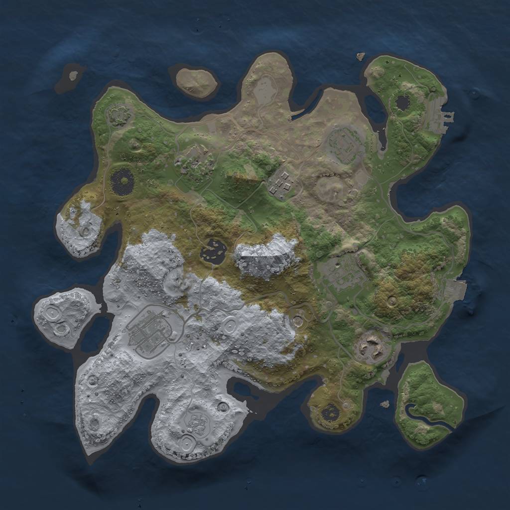 Rust Map: Procedural Map, Size: 3000, Seed: 16952, 14 Monuments