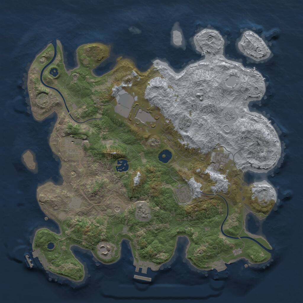 Rust Map: Procedural Map, Size: 3500, Seed: 4206924, 13 Monuments