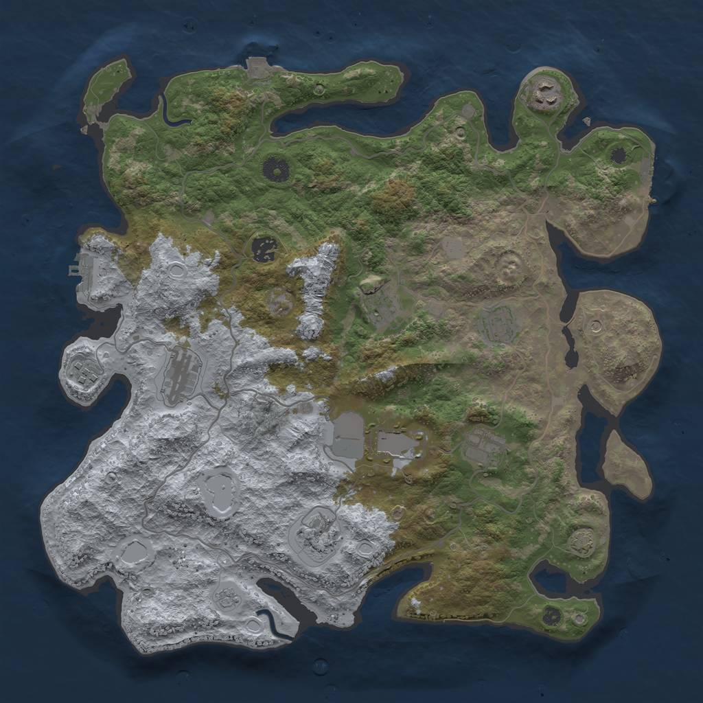 Rust Map: Procedural Map, Size: 4000, Seed: 210383, 17 Monuments