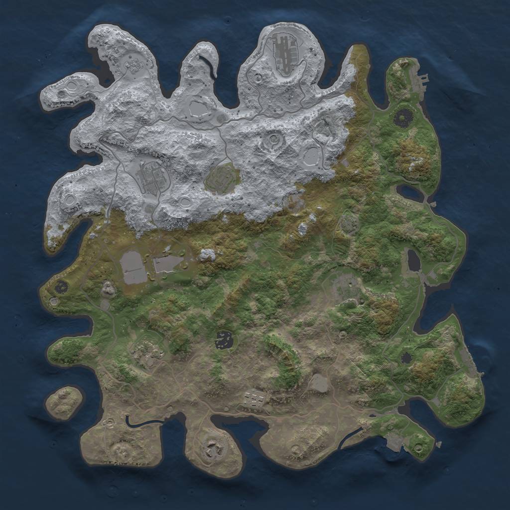 Rust Map: Procedural Map, Size: 4000, Seed: 2144405925, 17 Monuments