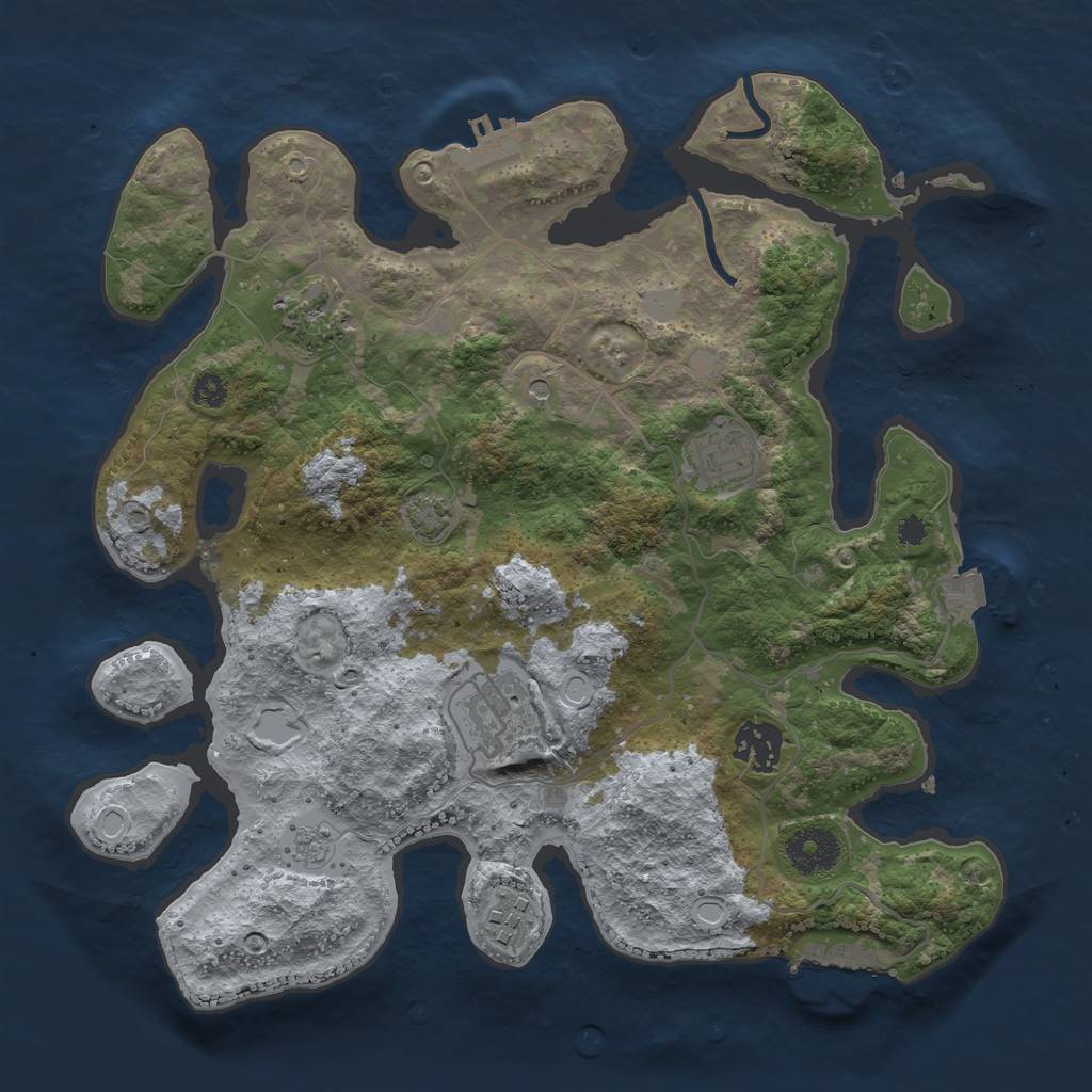 Rust Map: Procedural Map, Size: 3250, Seed: 688396276, 13 Monuments