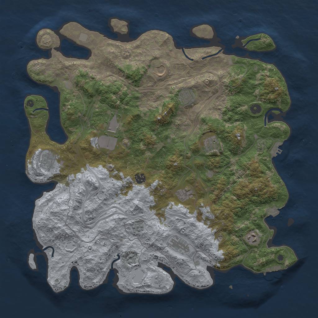 Rust Map: Procedural Map, Size: 4500, Seed: 850506025, 18 Monuments