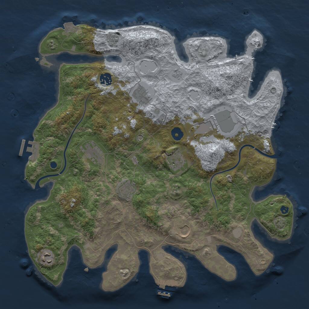 Rust Map: Procedural Map, Size: 3750, Seed: 58109053, 15 Monuments