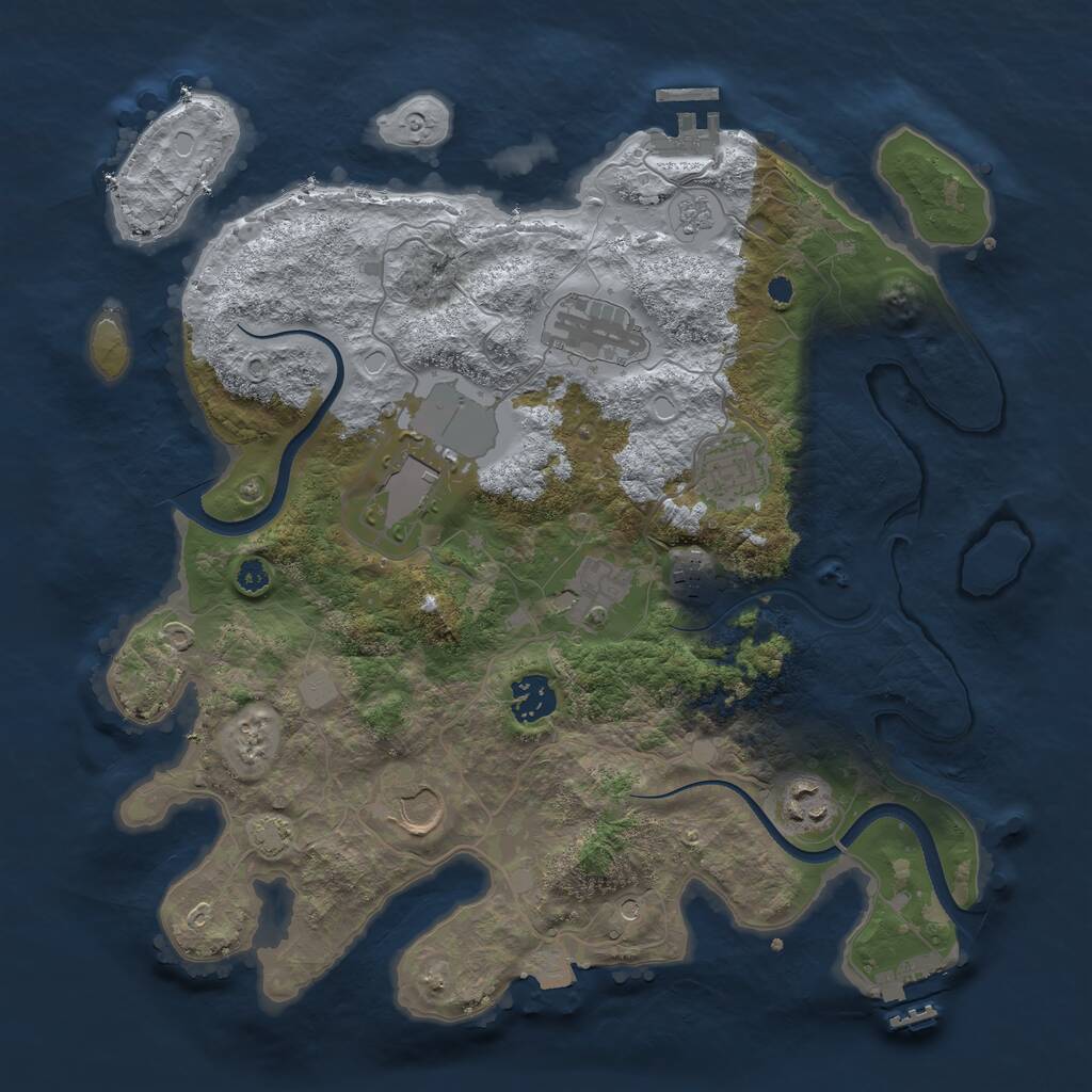 Rust Map: Procedural Map, Size: 3500, Seed: 1381, 14 Monuments