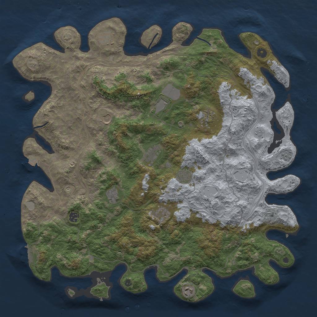 Rust Map: Procedural Map, Size: 4800, Seed: 2047964130, 18 Monuments