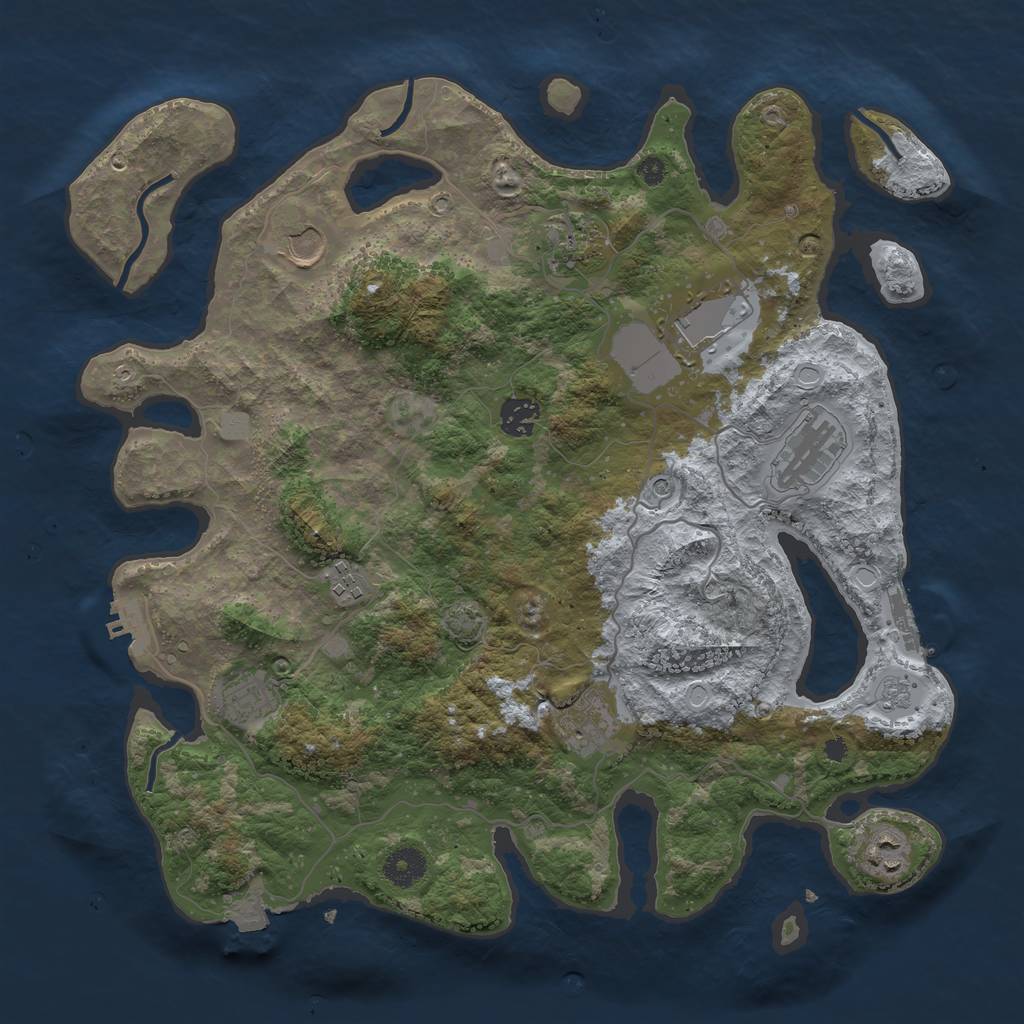 Rust Map: Procedural Map, Size: 3800, Seed: 108605568, 17 Monuments