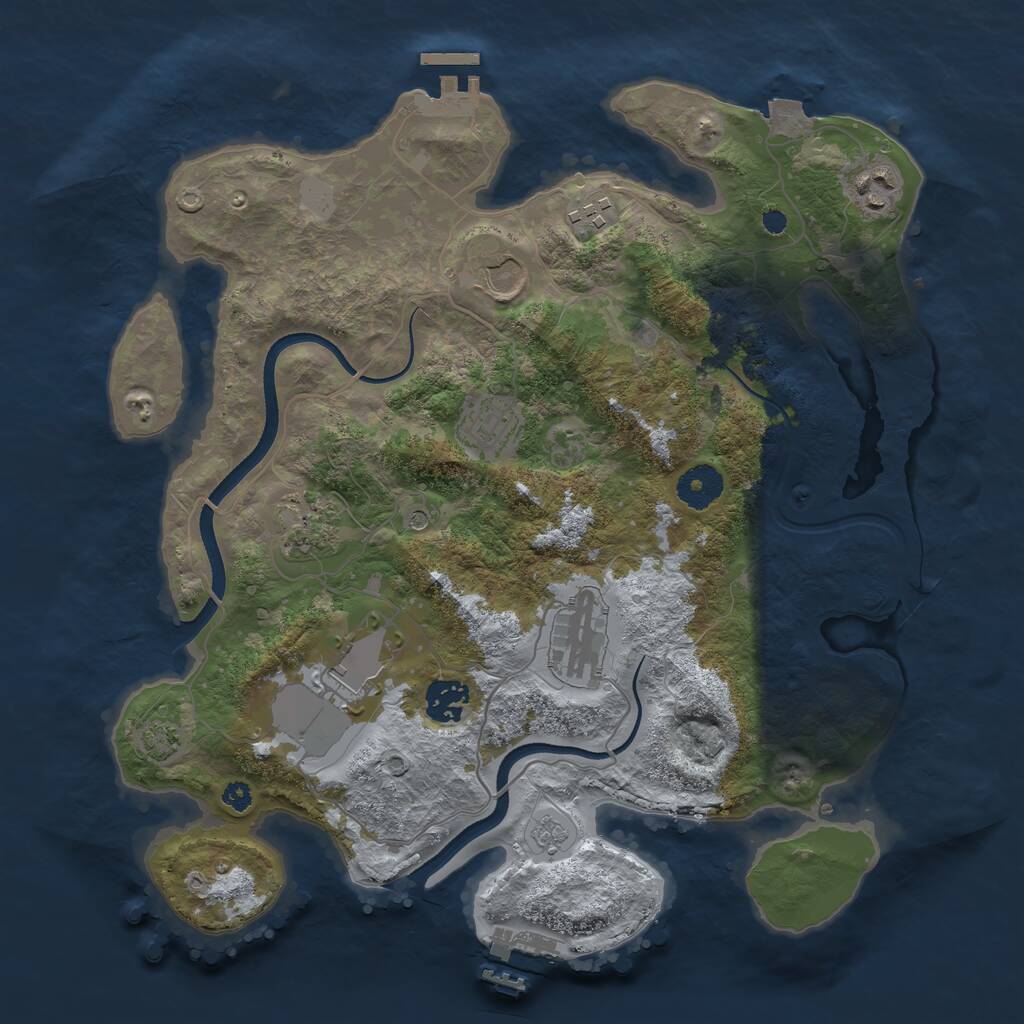 Rust Map: Procedural Map, Size: 3500, Seed: 4230723, 14 Monuments