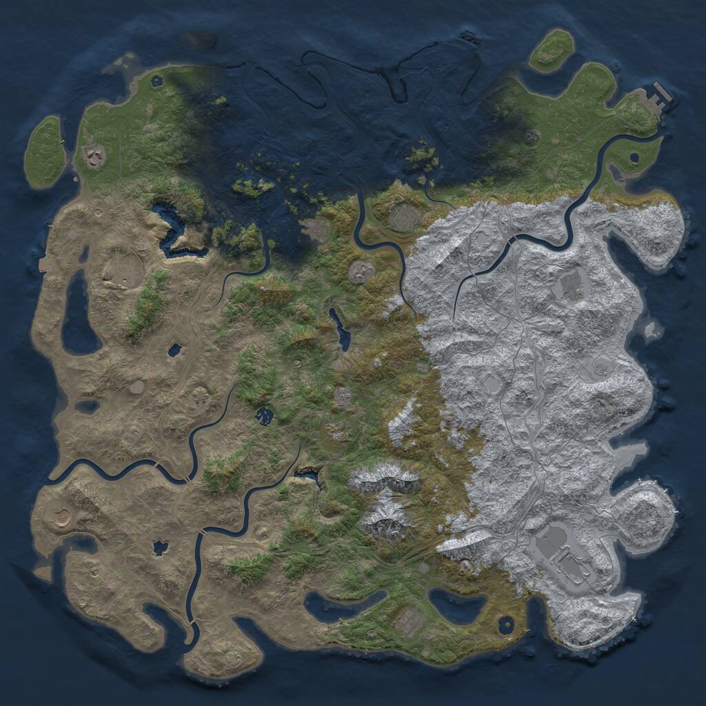 Rust Map: Procedural Map, Size: 6000, Seed: 2109689534, 17 Monuments