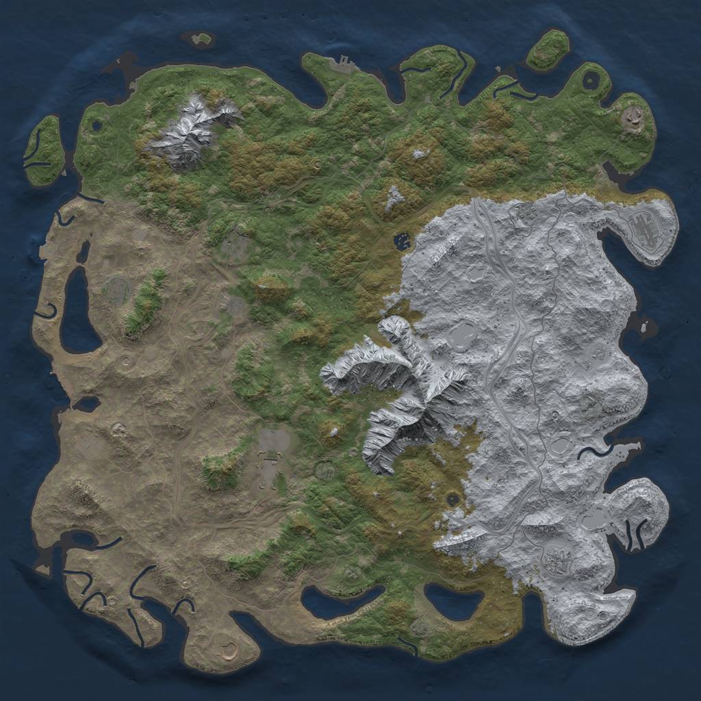 Rust Map: Procedural Map, Size: 6000, Seed: 2109689534, 19 Monuments