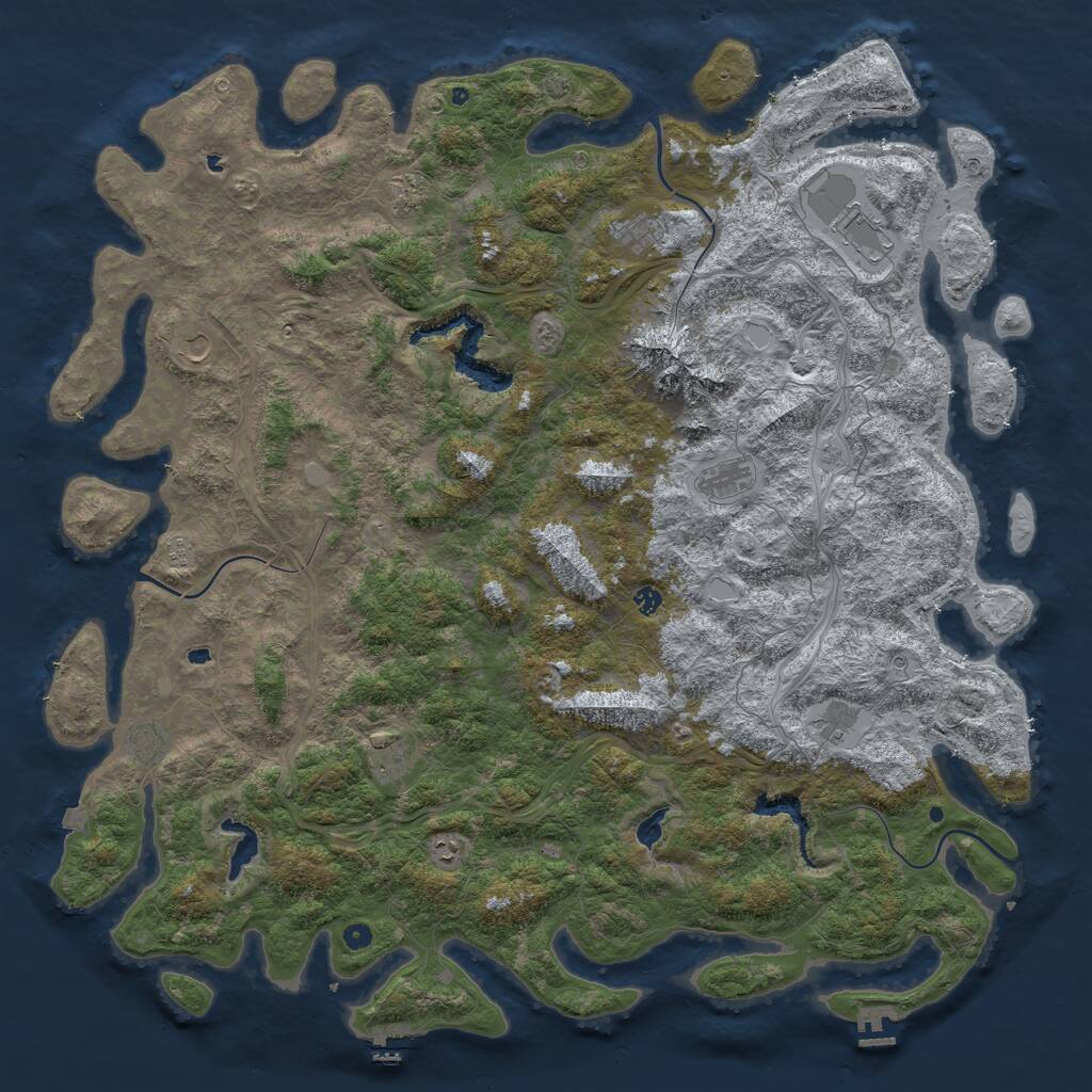 Rust Map: Procedural Map, Size: 6000, Seed: 9348965, 17 Monuments