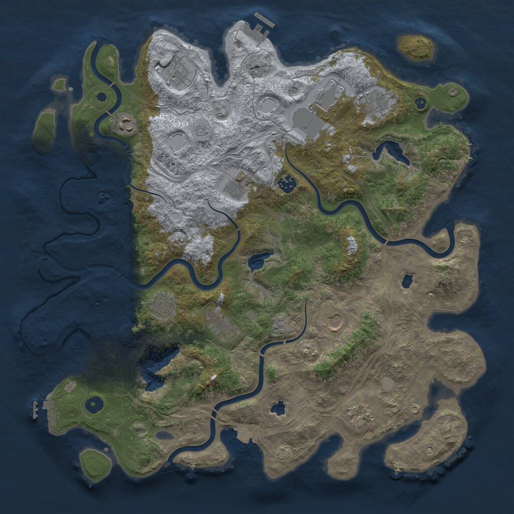 Rust Map: Procedural Map, Size: 4500, Seed: 36979986, 17 Monuments