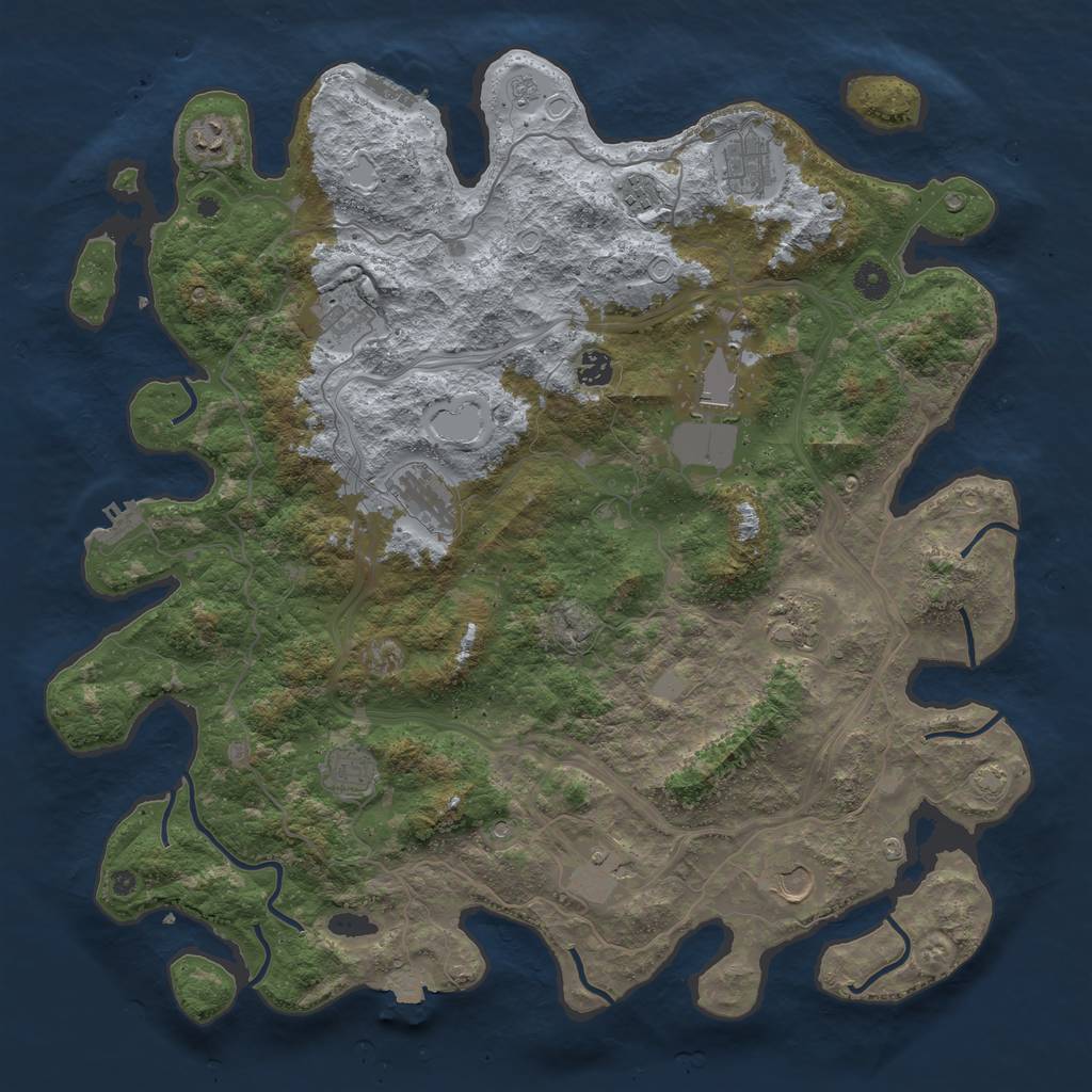 Rust Map: Procedural Map, Size: 4500, Seed: 36979986, 19 Monuments